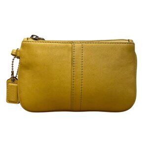 Coach Women’s Yellow Leather With Strap & Tag Wristlet Pouch Handbag Size S
